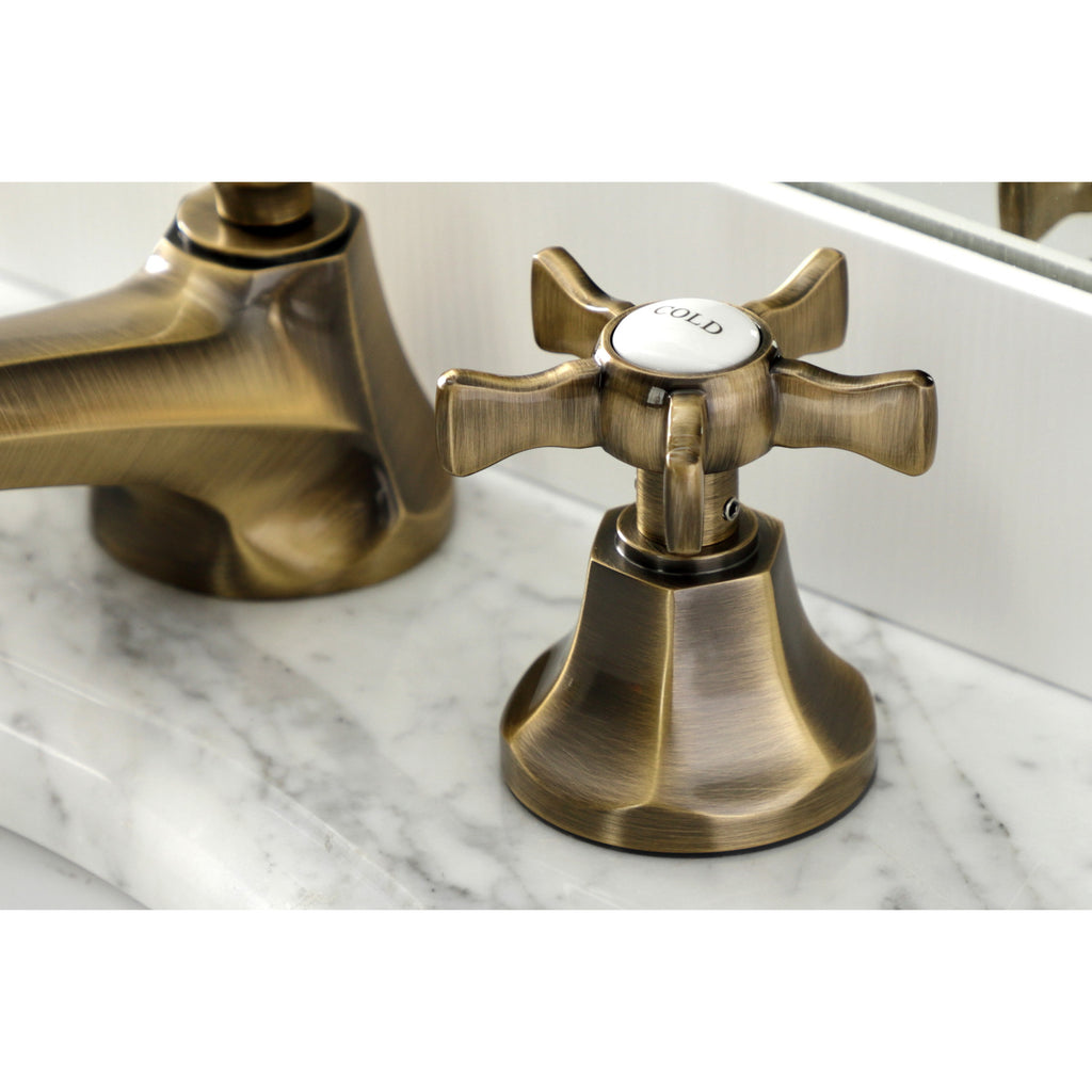 Hamilton Two-Handle 3-Hole Deck Mount Widespread Bathroom Faucet with Brass Pop-Up