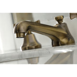 Hamilton Two-Handle 3-Hole Deck Mount Widespread Bathroom Faucet with Brass Pop-Up Drain