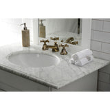Hamilton Two-Handle 3-Hole Deck Mount Widespread Bathroom Faucet with Brass Pop-Up Drain
