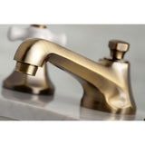 Metropolitan Two-Handle 3-Hole Deck Mount Widespread Bathroom Faucet with Brass Pop-Up