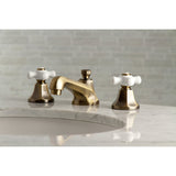 Metropolitan Two-Handle 3-Hole Deck Mount Widespread Bathroom Faucet with Brass Pop-Up