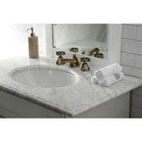 Belknap Two-Handle 3-Hole Deck Mount Widespread Bathroom Faucet with Brass Pop-Up Drain