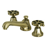 Belknap Two-Handle 3-Hole Deck Mount Widespread Bathroom Faucet with Brass Pop-Up Drain