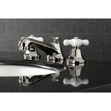 Metropolitan Two-Handle 3-Hole Deck Mount Widespread Bathroom Faucet with Brass Pop-Up