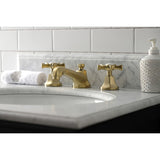 Hamilton Two-Handle 3-Hole Deck Mount Widespread Bathroom Faucet with Brass Pop-Up Drain