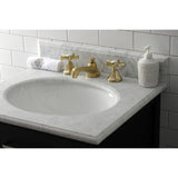 Hamilton Two-Handle 3-Hole Deck Mount Widespread Bathroom Faucet with Brass Pop-Up Drain