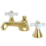 Two-Handle 3-Hole Deck Mount Widespread Bathroom Faucet with Brass Pop-Up Drain