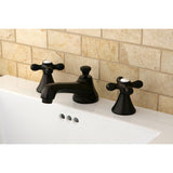 Two-Handle 3-Hole Deck Mount Widespread Bathroom Faucet with Brass Pop-Up