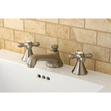 Two-Handle 3-Hole Deck Mount Widespread Bathroom Faucet with Brass Pop-Up