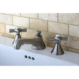 Millennium Two-Handle 3-Hole Deck Mount Widespread Bathroom Faucet with Brass Pop-Up