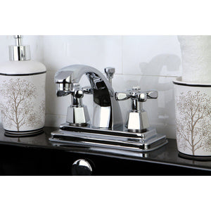 Double-Handle 3-Hole Deck Mount 4-Inch Centerset Bathroom Faucet with Brass Pop-Up