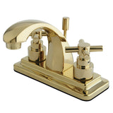 Elinvar Double-Handle 3-Hole Deck Mount 4-Inch Centerset Bathroom Faucet with Brass Pop-Up