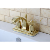 Millennium Double-Handle 3-Hole Deck Mount 4-Inch Centerset Bathroom Faucet with Brass Pop-Up