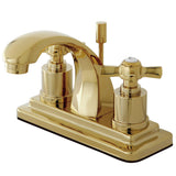 Millennium Double-Handle 3-Hole Deck Mount 4-Inch Centerset Bathroom Faucet with Brass Pop-Up