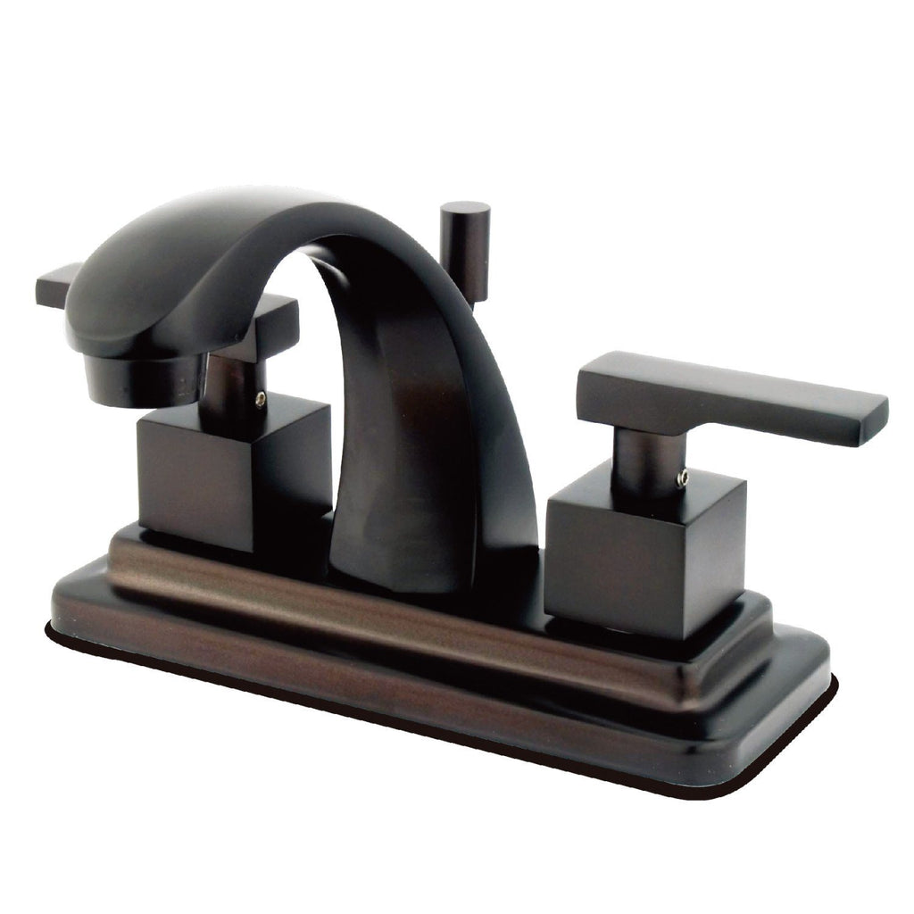 Executive Two-Handle 3-Hole Deck Mount 4" Centerset Bathroom Faucet with Brass Pop-Up
