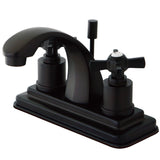 Millennium Double-Handle 3-Hole Deck Mount 4-Inch Centerset Bathroom Faucet with Brass Pop-Up