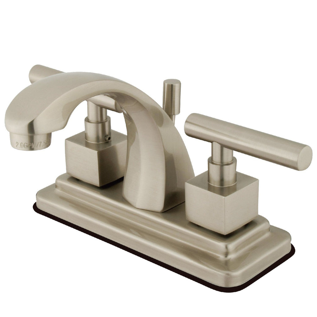 Claremont Two-Handle 3-Hole Deck Mount 4" Centerset Bathroom Faucet with Brass Pop-Up