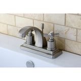 Millennium Double-Handle 3-Hole Deck Mount 4-Inch Centerset Bathroom Faucet with Brass Pop-Up