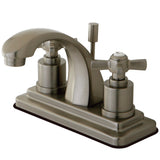 Millennium Double-Handle 3-Hole Deck Mount 4-Inch Centerset Bathroom Faucet with Brass Pop-Up