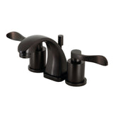 NuWave Two-Handle 3-Hole Deck Mount Widespread Bathroom Faucet with Brass Pop-Up