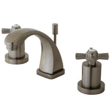 Millennium Two-Handle 3-Hole Deck Mount Widespread Bathroom Faucet with Brass Pop-Up