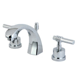 Milano Two-Handle 3-Hole Deck Mount Widespread Bathroom Faucet with Brass Pop-Up
