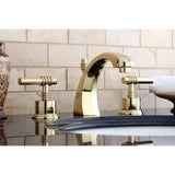 Milano Two-Handle 3-Hole Deck Mount Widespread Bathroom Faucet with Brass Pop-Up