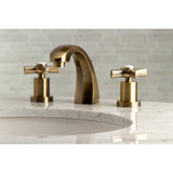 Millennium Two-Handle 3-Hole Deck Mount Widespread Bathroom Faucet with Brass Pop-Up