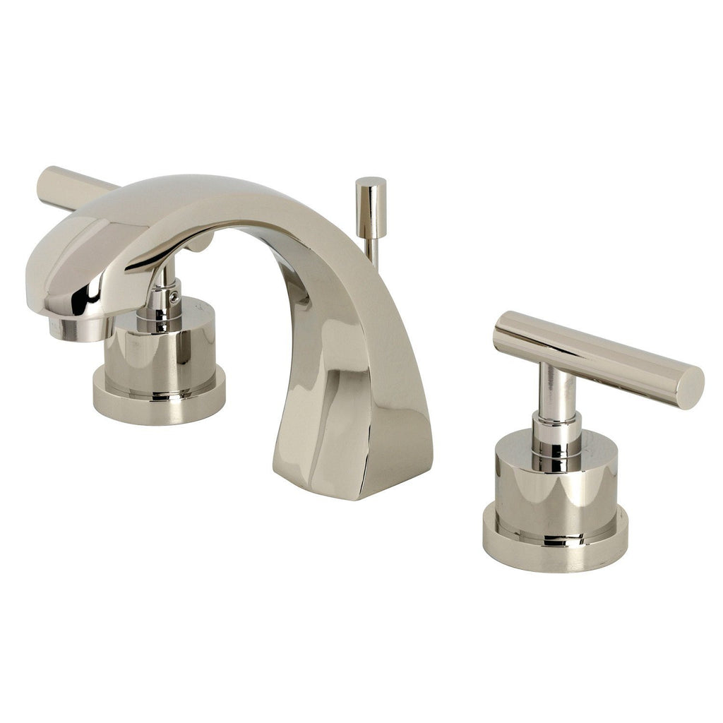 Manhattan Two-Handle 3-Hole Deck Mount Widespread Bathroom Faucet with Brass Pop-Up