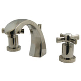 Millennium Two-Handle 3-Hole Deck Mount Widespread Bathroom Faucet with Brass Pop-Up