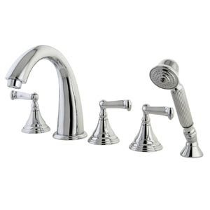 Royale Three-Handle 5-Hole Deck Mount Roman Tub Faucet with Hand Shower