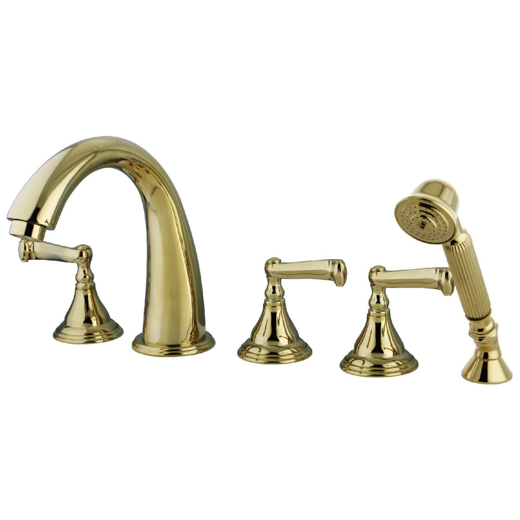 Royale Three-Handle 5-Hole Deck Mount Roman Tub Faucet with Hand Shower