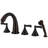 Royale Three-Handle 5-Hole Deck Mount Roman Tub Faucet with Hand Shower