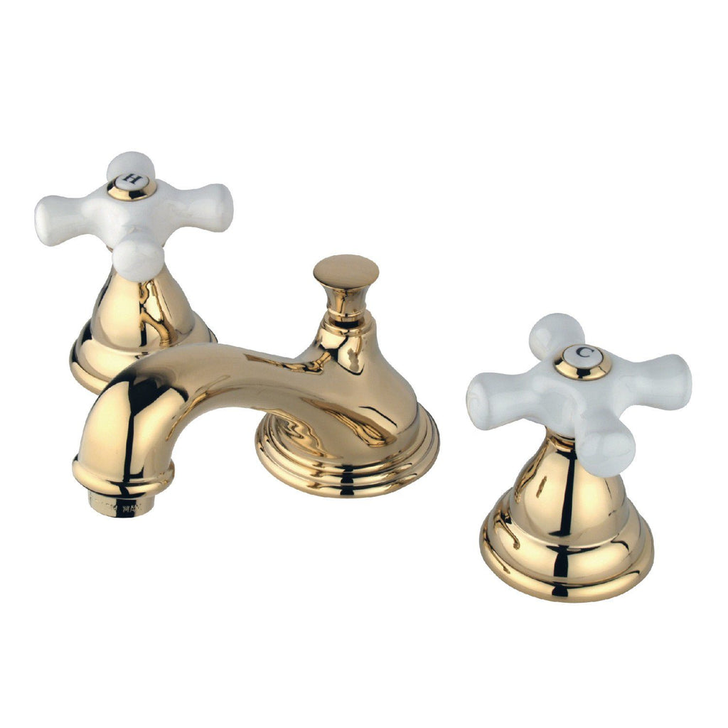 Royale Two-Handle 3-Hole Deck Mount Widespread Bathroom Faucet with Brass Pop-Up