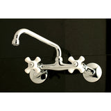 Kingston Double-Handle 2-Hole Wall-Mount Bridge Kitchen Faucet