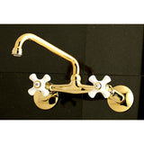Kingston Double-Handle 2-Hole Wall-Mount Bridge Kitchen Faucet