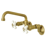 Kingston Double-Handle 2-Hole Wall-Mount Bridge Kitchen Faucet