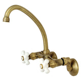 Kingston Double-Handle 2-Hole Wall-Mount Bridge Kitchen Faucet