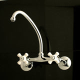 Kingston Double-Handle 2-Hole Wall-Mount Bridge Kitchen Faucet