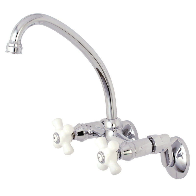Kingston Double-Handle 2-Hole Wall-Mount Bridge Kitchen Faucet