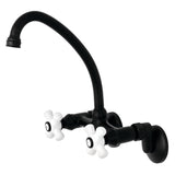 Kingston Double-Handle 2-Hole Wall-Mount Bridge Kitchen Faucet