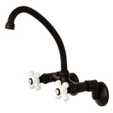 Kingston Double-Handle 2-Hole Wall-Mount Bridge Kitchen Faucet