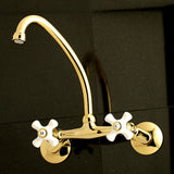 Kingston Double-Handle 2-Hole Wall-Mount Bridge Kitchen Faucet