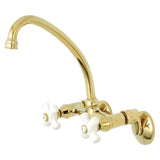 Kingston Double-Handle 2-Hole Wall-Mount Bridge Kitchen Faucet