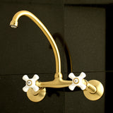 Kingston Double-Handle 2-Hole Wall-Mount Bridge Kitchen Faucet