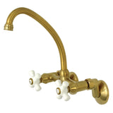 Kingston Double-Handle 2-Hole Wall-Mount Bridge Kitchen Faucet