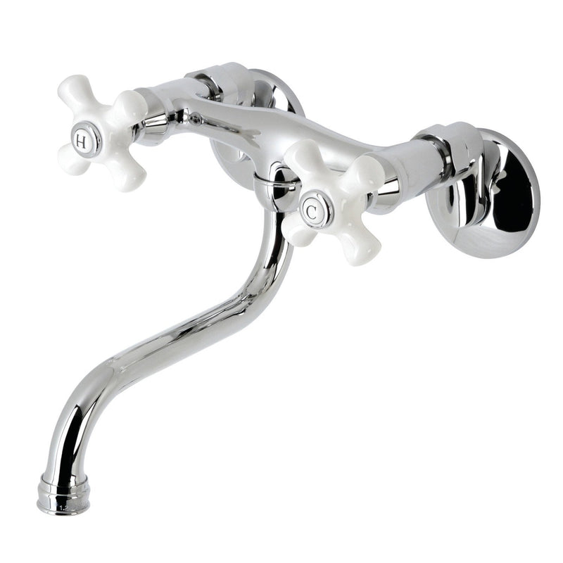 Kingston Double-Handle 2-Hole Wall Mount Bathroom Faucet
