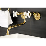 Kingston Double-Handle 2-Hole Wall Mount Bathroom Faucet