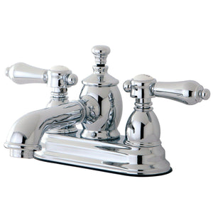 Heirloom Two-Handle 3-Hole Deck Mount 4" Centerset Bathroom Faucet with Brass Pop-Up