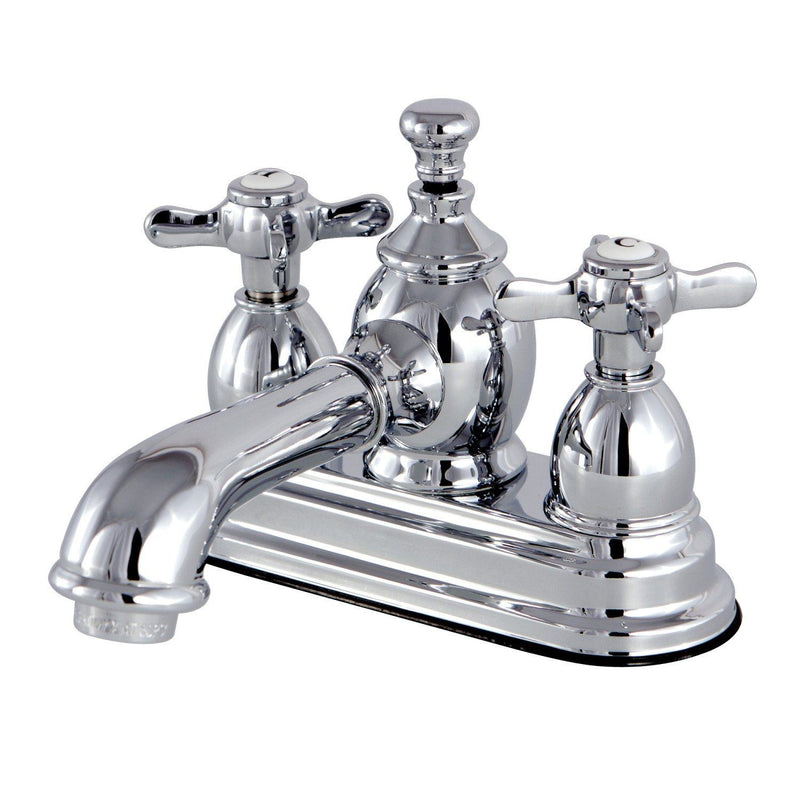Essex Double-Handle 3-Hole Deck Mount 4-Inch Centerset Bathroom Faucet with Brass Pop-Up